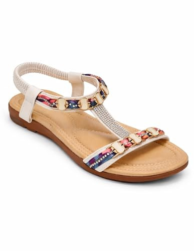 Sandales femme Grande Pointure 41- 44 - Confort Elastique, Semelle Souple, Strass & Détails chic été