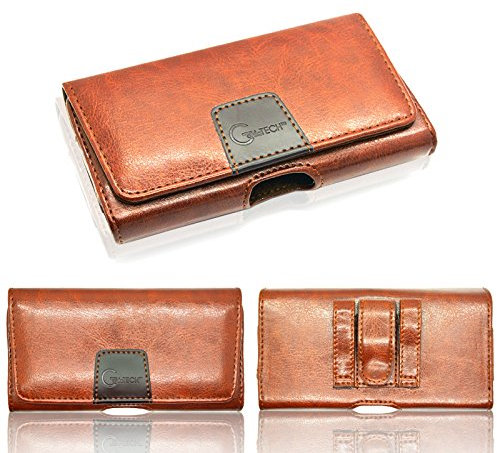 Gorilla Tech Belt Pouch for iPhone SE 2nd Generation Leather Holster Hand Made Belt Pouch Magnet Flip Case 2 Loops 1 Clip