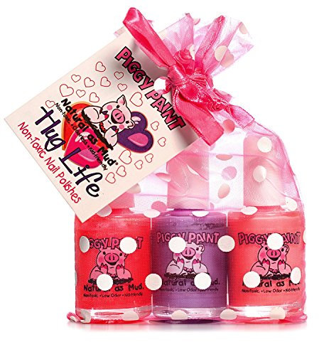 Piggy Paint Non-toxic Girls Nail Polish - Safe, Chemical Free Hug Life (3 PACK)