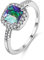 Uloveido Platin überzogener quadratischer Solitaire-Verlobungsring für Frauen, Art- und Weisekissen-Schnitt-Ring-Damen (Mehrfarben, Größe 57) Y3100