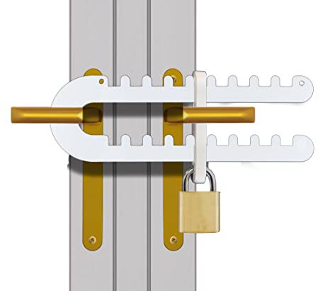 Tough & Easy French Patio Door Lock for Double Door Handle 'P', D' or Standard Handles High Security Deadlock Also Fits Sliding Handles Visible from Outside (Standard Version)