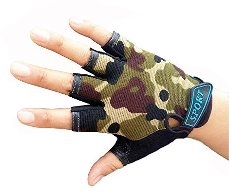 Fingerlose Handschuhe Kinder Jugen Fahrradhandschuhe Bike Tarnhandschuhe Camo Camouflage Tarnung Fäustlinge Halbfinger Jagdhandschuhe Outdoor Sport 3-10 Jahren