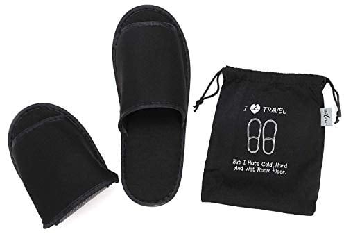 ITODA Portable Travel Slippers Folding Open Toe Sandals Non-Disposable Spa Hotel Slippers Washable Cotton Party Guest Room Indoor Shoes Women Men Business Anti-skid Trip Flight Slippers