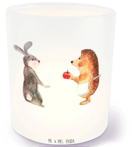 Mr. & Mrs. Panda Deko Windlicht Hase Igel - Geschenk, Tiere, Liebeskummer Geschenk, Trösten, lustige Sprüche, Glas Windlicht, Gute Laune, Windlicht