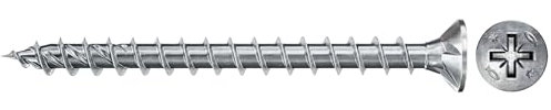 fischer PowerFast II CZF 3,5 x 16, Spanplattenschraube (1000 Stk.) mit Vollgewinde, Senkkopfschraube mit Kreuzschlitz, Schraube für Holzverarbeitung, reduziert Einschraubwiderstand & Einschraubzeit