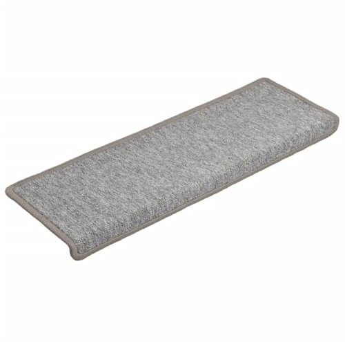 vidaXL Alfombras de Peldaños de Escalera 15 uds, Alfombrilla Antideslizante, Protector de Escalera, Alfombra Adhesiva, Tela Gris Claro 65x21x4 cm