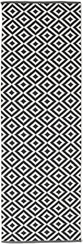 RugVista Torun, Teppich, Kelim Modern, 250 x 80 cm, Rechteckig, Mittlerer Stapel, Wohnzimmer, Esszimmer, Schlafzimmer, Diele, Nur chemische Reinigung, Care & Fair Zertifiziert, Schwarz/Weiß