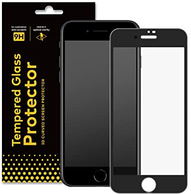 RhinoShield Displayschutz kompatibel mit [iPhone SE 3 / SE 2/8 / 7] | 9H 3D Gebogenes Edge to Edge Glas - Vollständige Abdeckung - Klarer & kratzfester Displayschutz - Schwarz