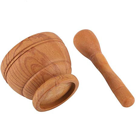 Smerigliatrice di plastica manuale, set di pestello di mortaio alle erbe speziate all'aglio, attrezzo da cucina, per la frantumazione domestica della cucina (venatura del legno)