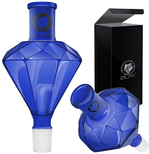 DILAW® Shisha Diamant Molassefänger Totenkopf (aus Glas für (Schliff 18/8) - Wasserpfeife, Vorkühler-Aufsatz Skull Wasserpfeife, Blau