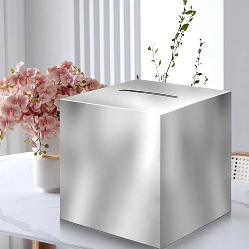 Adorox Wishing Well Tirelire de mariage pour cartes mémoire, réception, centre de table (Argent, 1 pièce)