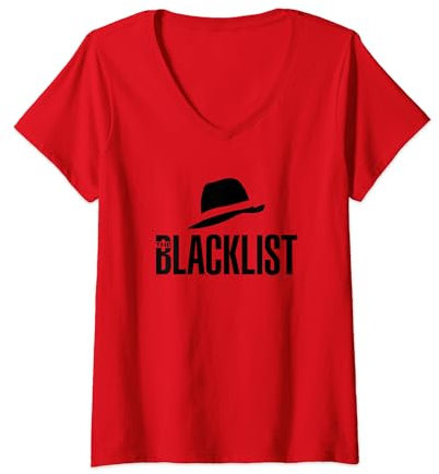 Die Blacklist Hut-Symbol T-Shirt mit V-Ausschnitt