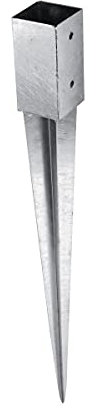 Einschlagbodenhülse 90 x 90 mm Länge 750 mm Pfostenträger Feuerverzinkt Einschlaghülse für Vierkantholzpfosten Bodenhülse Anker Stahl Bodenanker