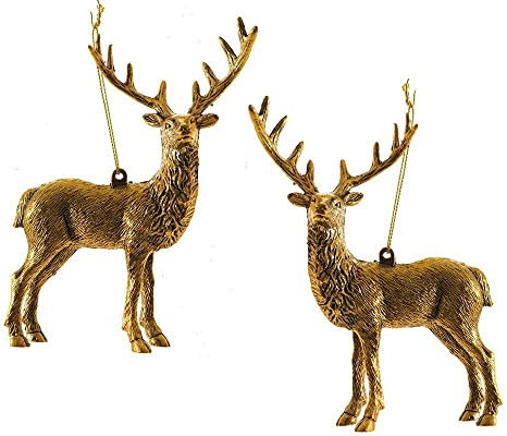 zeitzone Christbaumschmuck Rentier Gold Hirsch 2 Stück Weihnachtsbaumschmuck