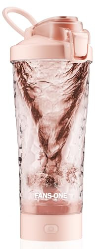 Electric Protein Shaker Bottle, 24oz Lockable Electric Blender Cup, Tritan USB Rechargeable Protein Shake Mixer, Blender Shaker Cups for Protein Shakes, Pink