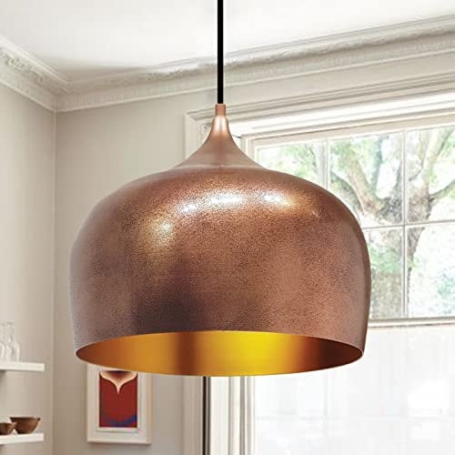 bamyum Kreis Hängelampe Esstisch Vintage Ø30 cm Kupferfarbe, Pendelleuchte Vintage, Küchenlampe Hangend Vintage, Esstischlampe Hängend E27, Küchenlampe Hängend, Pendelleuchte Esstisch Hängelampe Küche