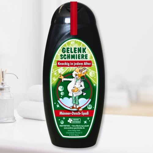 Spaß Duschbäder Duschgel Shampoo - Gelenkschmiere Männer - Fit im Ruhestand Geschenk zum Ruhestand für Rentner Opa | Humorapotheke Spaßmedizin Spaßgeschenk Scherzartikel