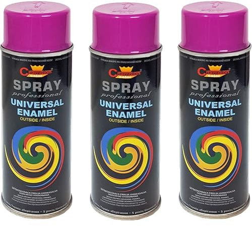 VE-INDUSTRIES Lot de 3 bombes de peinture selon RAL - 400 ml - Vernis coloré pour bois, métal (4008 violet signal)