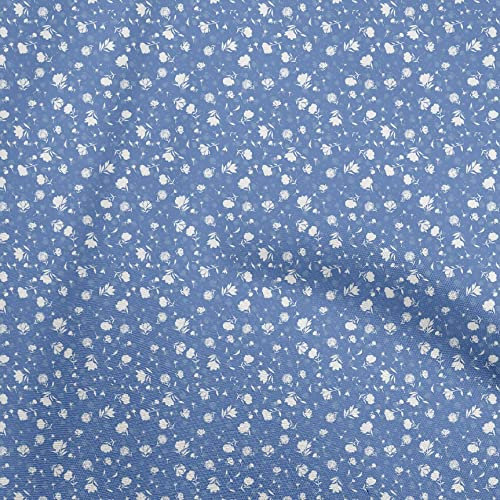 oneOone Georgette Viskose Mittelblau Stoff Blumen - Gewebe Zum Nahen Gedruckt Craft Meterware 42 Zoll breit