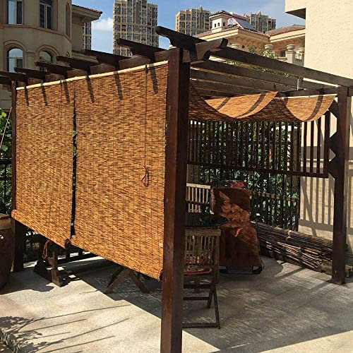 GSKD Natur Rollo Bambus Retro Bambusrollo Für Fenster Und Türen Schilf Vorhang Breite 100cm 120cm 130cm 150cm 180cm 200cm Raffrollo Sonnenschutz (Size : 180x200cm), Onecolor
