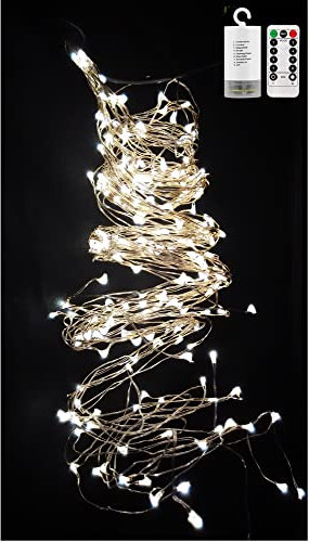 PANAX 200 Micro-LED Lichterbündel auf hochwertigen Silberdraht mit 16 Strängen(100-150cm) - Weihnachtsdekoration Warmweiß Batteriebetrieb