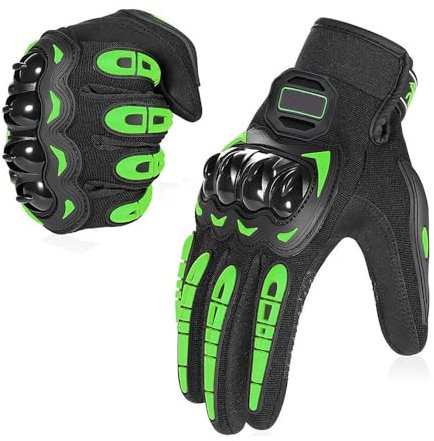 kingsea Gants de moto pour homme et femme, avec écran tactile et protection des chevilles, respirants, pour l'équitation, la course de moto, le cyclisme, l'escalade, le motocross (vert, XL)