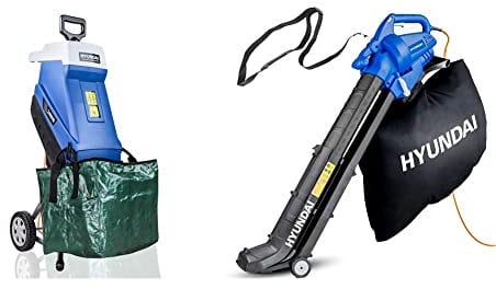 Hyundai Electric Garden Shredder, 2400w, 230v, Portable with 10m Power Cable and 3 Year Warranty & Leaf Blower, Garden Vacuum & Mulcher with Large 45 Litre Collection Bag, 12m Cable