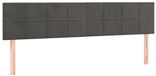 vidaXL LED Kopfteil, Bettkopfteil mit Holzbeinen, Höhenverstellbar Polsterkopfteil für Bett, Betthaupt Bettzubehör Schlafzimmer, Dunkelgrau 180x5x78/88cm Samt