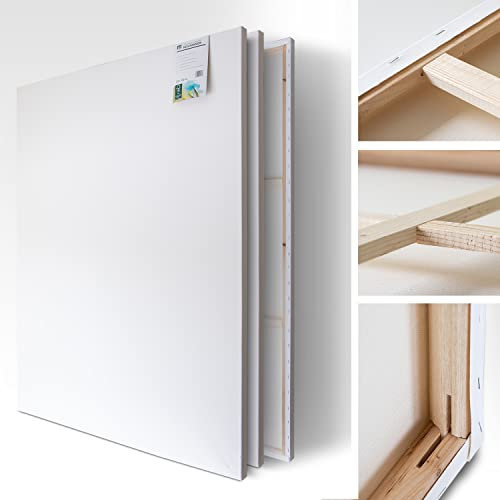 M MERCEO 2 Stück XXL Leinwand zum Bemalen - 120 cm x 160 cm - Leinwand Set für Malerei - große leere Leinwandpaneele für Künstler - Leinen-Rahmen 100% Baumwolle 380 g/m² 2-fach weiß grundiert