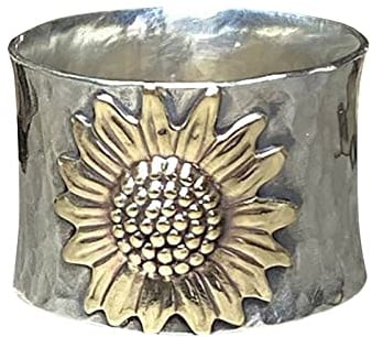 Yowablo 18k Vintage Damen Ring Zwei Geschenk graviert Verlobungsring Ton Sonnenblume Ringe Ringe G黵tel