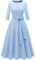 DRESSTELLS Damen Kleider für Hochzeitsgäste 1950s Retro Kleid Elegant Swing A-Line Cocktailkleid mit Gurtel Retro Faltenrock Knielang Midilang Blue L