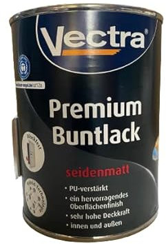 3 x 0,5 L Vectra Premium Buntlack Pu-Verstärkt Wasserbasis innen/außen Seidenmatt 1,5 L Farbwahl, Farbe:RAl 9001 Cremeweiß