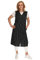 Knopfkittel Baumwolle bunt Kochschürze Hauskleid Kittel Schürze ohne Arm, Farbe:schwarz, Größe:36