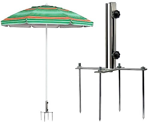 Rasendorn für Sonnenschirm,Abnehmbarer Erdspieß,Sonnenschirm Spieß,Erdspieß Sonnenschirm,Sonnenschirmhalter Boden,Schirmständer Sonnenschirm mit 4 Heringen,für Strand Gras Sand Gartenschirm(C)