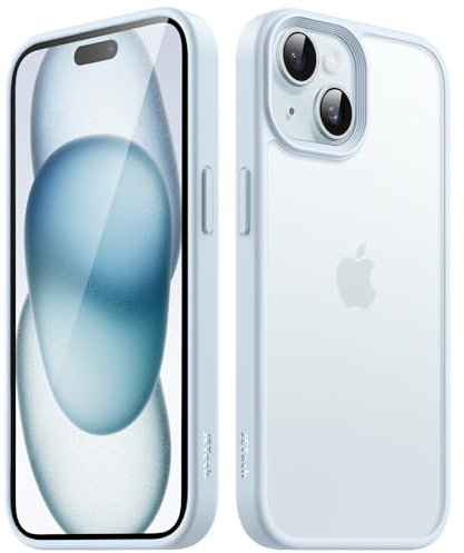 JETech Matte Case for iPhone 15 Plus 6.7-Inch, Shockproof Military Grade Drop Protection, Frosted Translucent Back Phone Cover, Anti-Fingerprint (Blue)