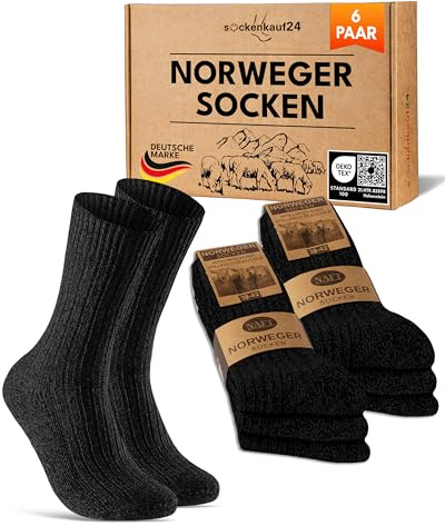 6 Paar Norweger Socken Herren Damen Wintersocken warme Wollsocken