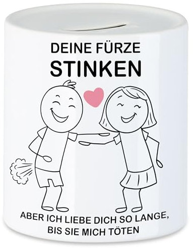 Hey!Print Deine Fürze Stinken Aber Ich Liebe Dich Solange Bis Sie Mich Töten Spardose Herz Liebesbeweis Gestank Paar Liebe