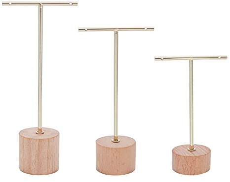 Benefischl 3Pcs T Bar Boucle d'oreille PréSentoir avec des Porte- de Base en Bois Suspendus Organisateur de pour Les Accessoires de Photographie B