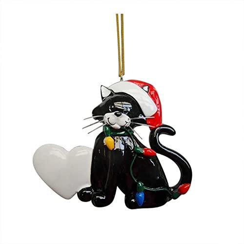 Black Cat Christmas Tree Ornament - Xmas Baubles, Car Hanging Decorations, Holiday Home Decor, Cat Lovers Gift (G1-C, A)