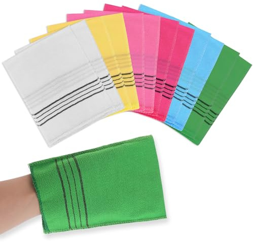 12 Stück Asiatischer Peeling Waschlappen Koreanischer Handschuh Handschuh Italienisches Handtuch Scheuertuch zum Entfernen abgestorbener Haut Hornhaut Reinigung der Poren Viskose Rayon Badeschwämme