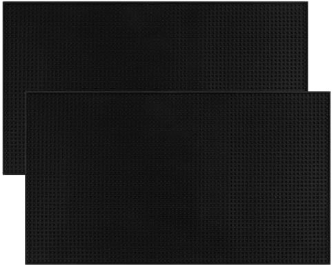 Lot de 2 tapis de bar extra large (71,1 x 40,6 cm) en caoutchouc épais pour la maison, la cuisine, le barman, tapis de séchage de la vaisselle, noir