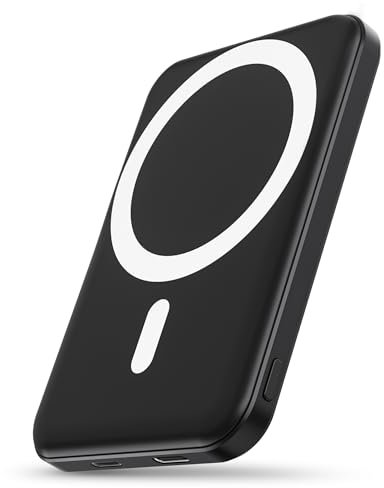 Podoru for Magsafe Powerbank iPhone 5000mAh,Power Bank mit Typ-C Kabel,Magnetische powerbank PD 20W Schnellladen,Powerbank mag-Safe für iPhone 16/15/14/13/12 Pro Max/Pro/Plus/Mini Tiefschwarz