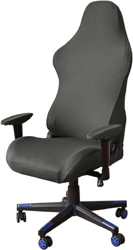 Gaming Chair Cover Cat Scratch Proof, Spandex Computer Chair Slipcover Stretchable Office Chair Covers Removable for Racing Chair (one size,Dark gray)