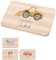 Bärenfreunde - Individuelles Holzbrett mit hochwertigem Spezial-Druck für Kinder - Personalisiertes Frühstücksbrettchen - Niedliche Motiv-Brettchen mit Namen (Bagger gelb)