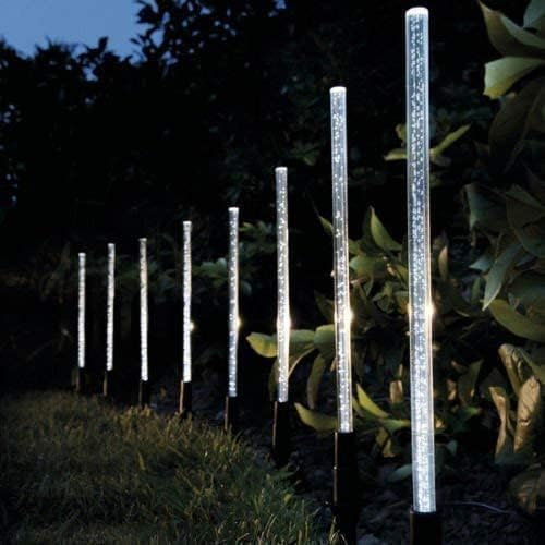 Garden Mile® 8pc LED Solar Garden Lights, Crystal Bubble Stick, Solar Powered Waterproof Outdoor Pathway Lighting, Garden Stake Lights, Bright Rechargeable 30cm Border Post Lighting Set