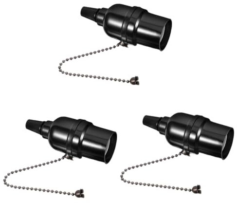 Housoutil Lampenzubehör 3 Stück Bakelit Lampenfassung Mit Reißverschluss Deckenleuchte Lampenfassung Zugkette Leuchte Zugschalter Lampenfassung Zugkette Lampenfassung Wandleuchte Lampenfassung