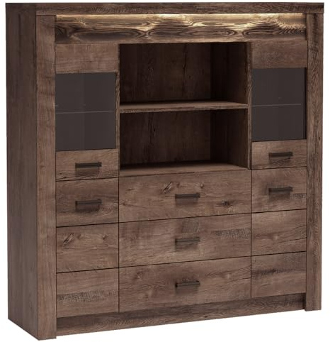 Lomadox Highboard Sideboard Kommode Wohnzimmerschrank modern in braun
