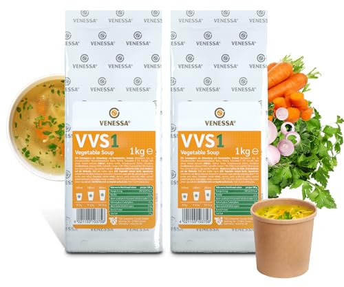 VENESSA VVS1 Feine Gemüsebrühe 2 x 1kg - Vending Maschine Suppenpulver - Vegetable Soup - Vegetarisch Automatensuppe - Gemüsesuppe ohne Klumpen - Schnelle Zubereitung Automatengeeignet