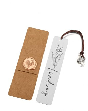 PiercingJak Personalisiert Lesezeichen mit Geburtsblumen Namen Gravur Lebensbaum Anhänger Edelstahl Buchzeichen Bookmark Buch Zubehör Süße Geschenke für Damen Herren