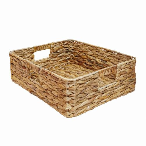 Natural Hyacinth Storage Chest Drawer Organiser - Wicker Basket (Medium 13in x 10.6in x 4.5in) for Home, Bedroom, Bathroom